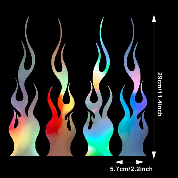 4 Pcs 11.4'' Flame Reflective Sticker for Car Vinyl Racing Sports Flame Stripe D - Picture 2 of 6